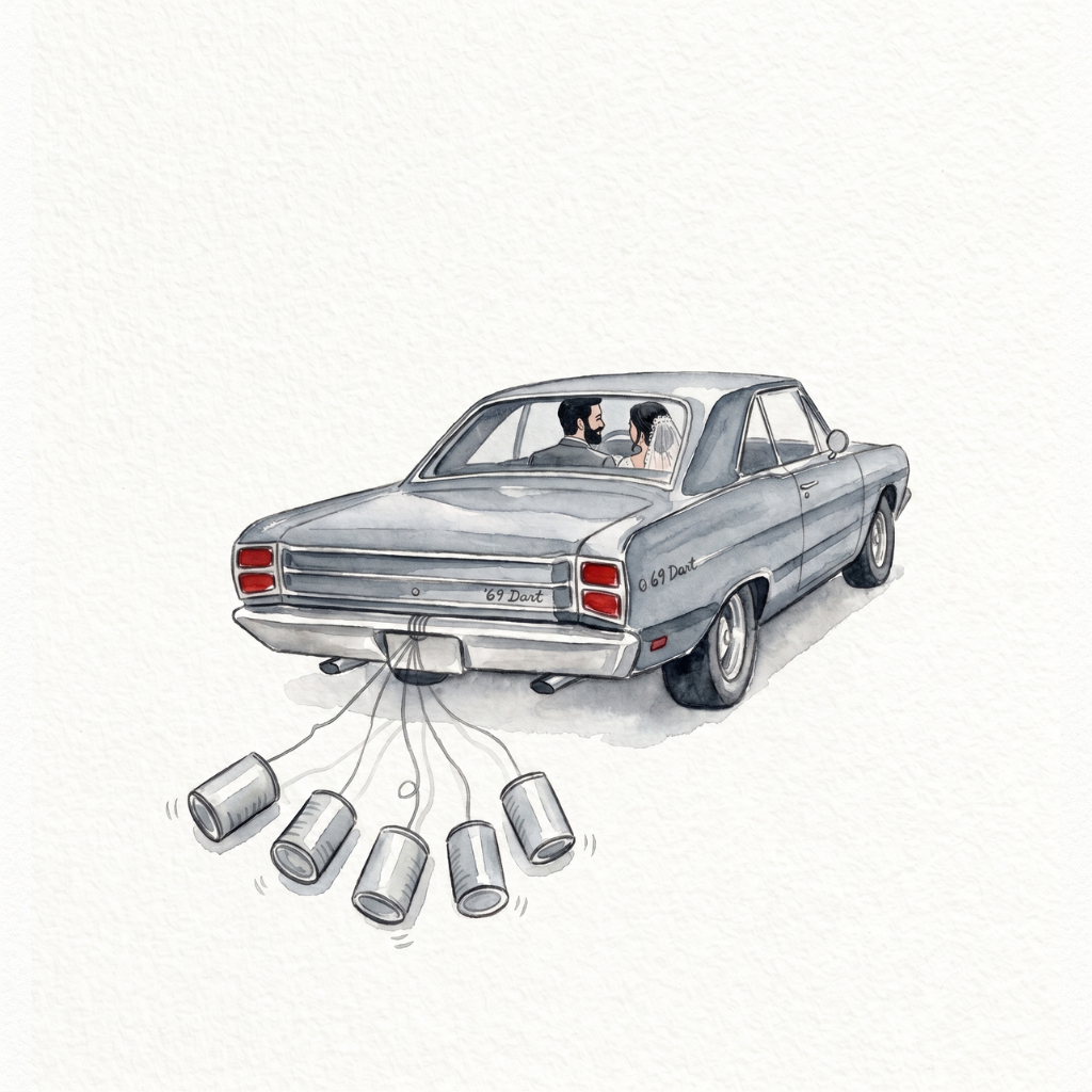 Coche clásico con flores